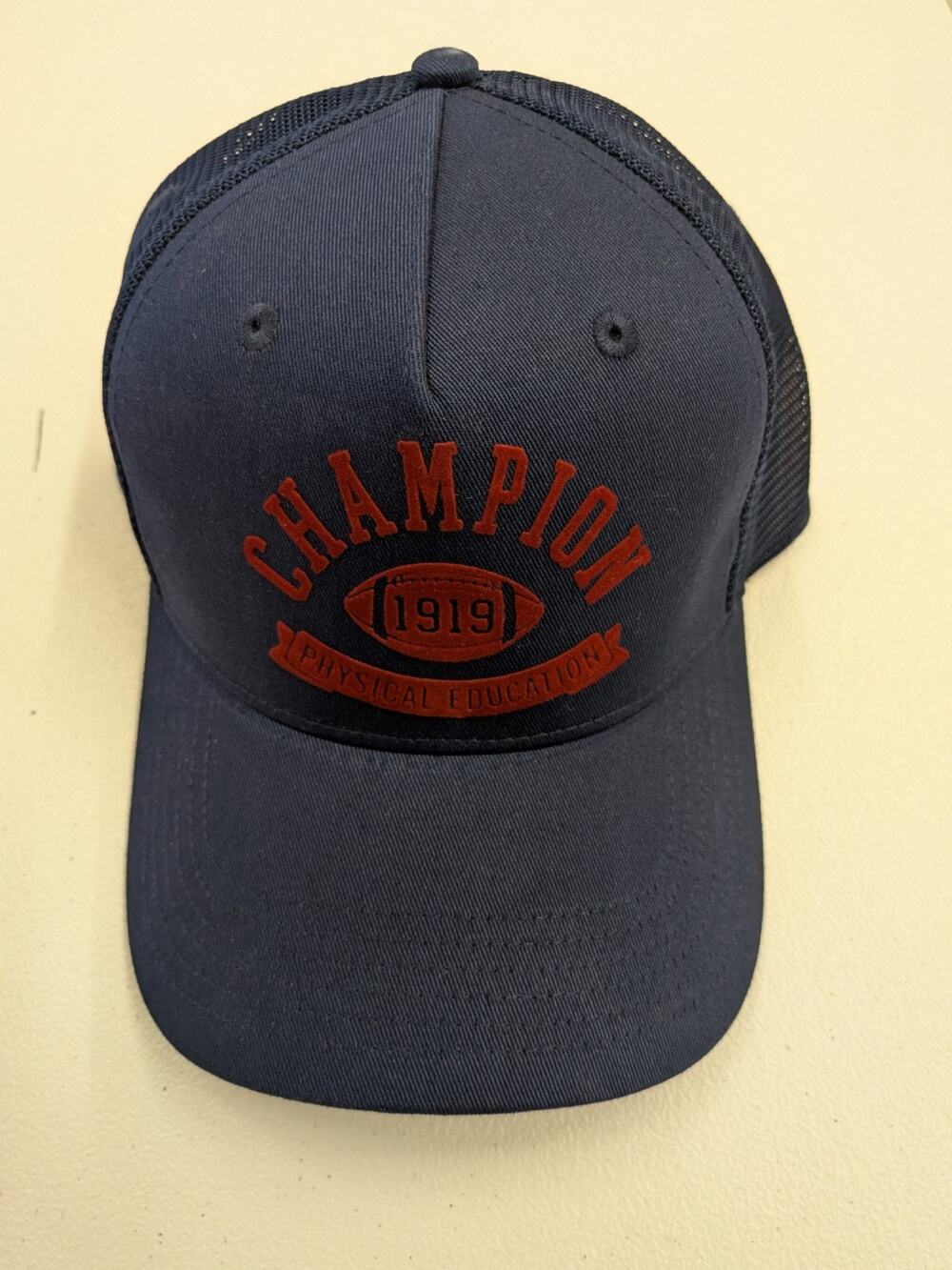 Navy Blue with Velvet Red Champion Embroidered Logo Baseball Cap Adjustable NWT